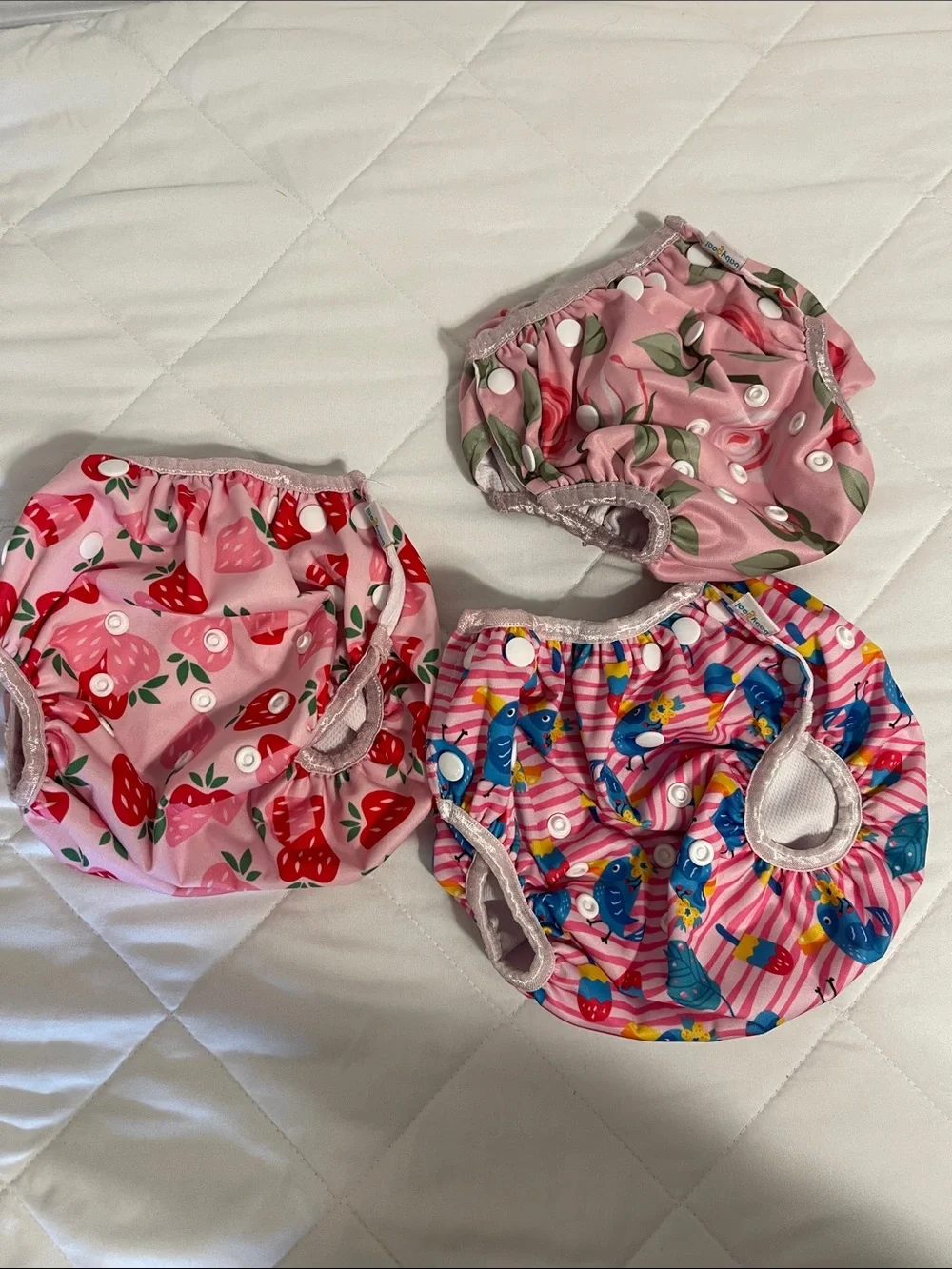Reusable Kids Swim Diaper Covers - Pink Strawberry & Sea Life Prints